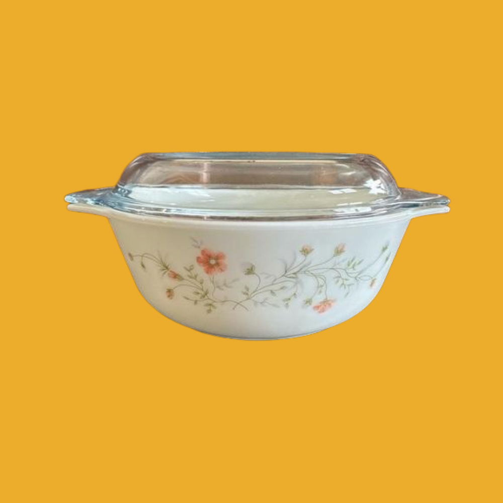 Vintage Pyrex England Spring Garden ‘Emily’ Casserole Dish with lid